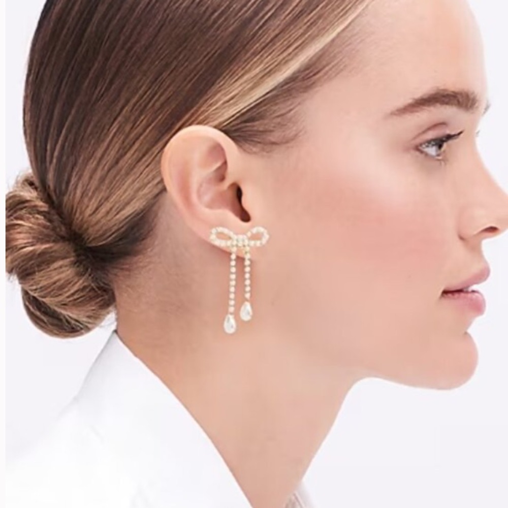 J. Crew Cream and Gold Earrings with Modern Ear Cuff Design
